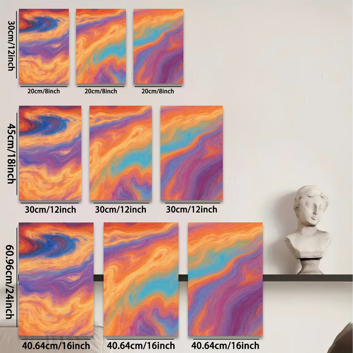 2D flat 1pc vibrant abstract waves flowing color splash wall art decor living room bedroom home office modern farmhouse gallery wrapped canvas print