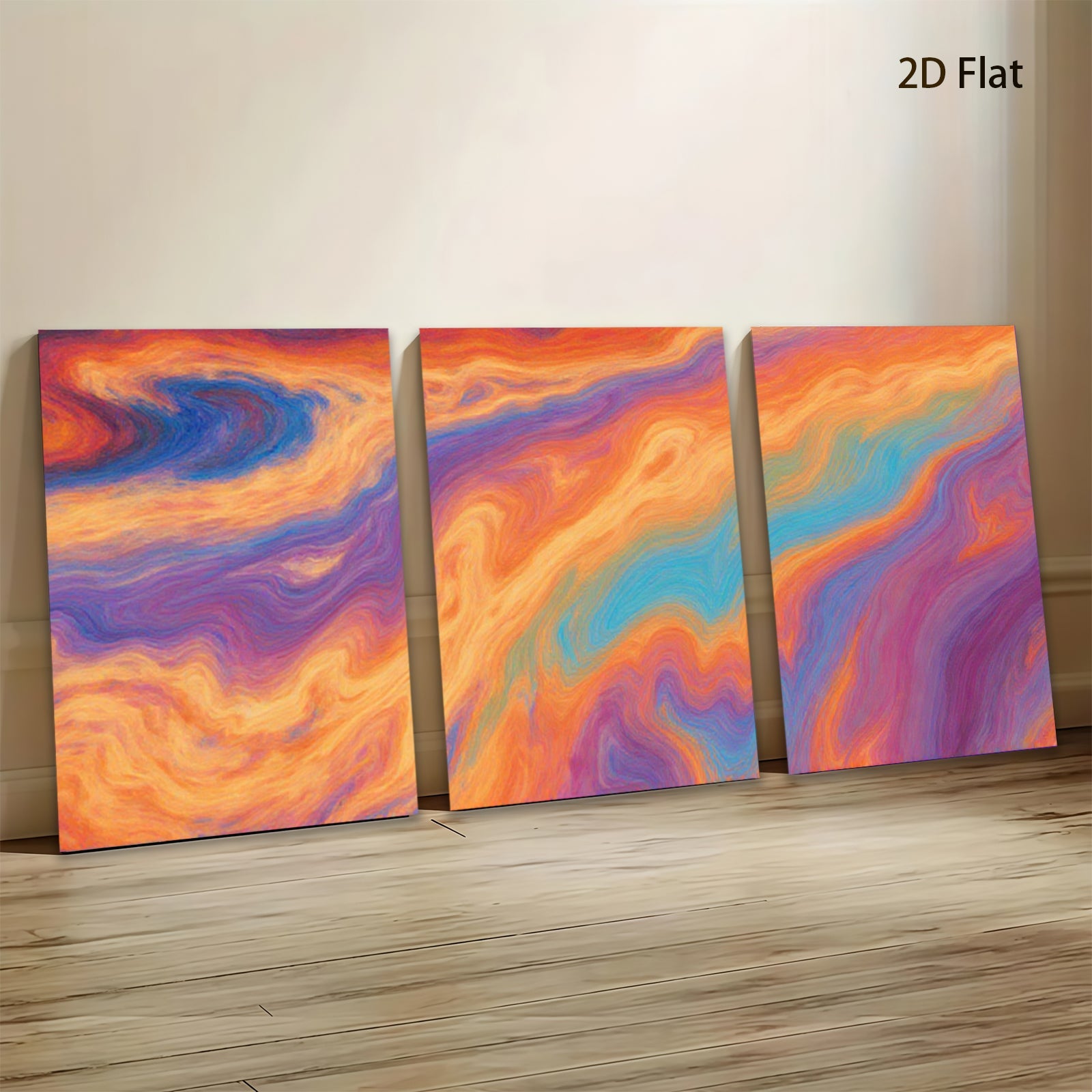 2D flat 1pc vibrant abstract waves flowing color splash wall art decor living room bedroom home office modern farmhouse gallery wrapped canvas print
