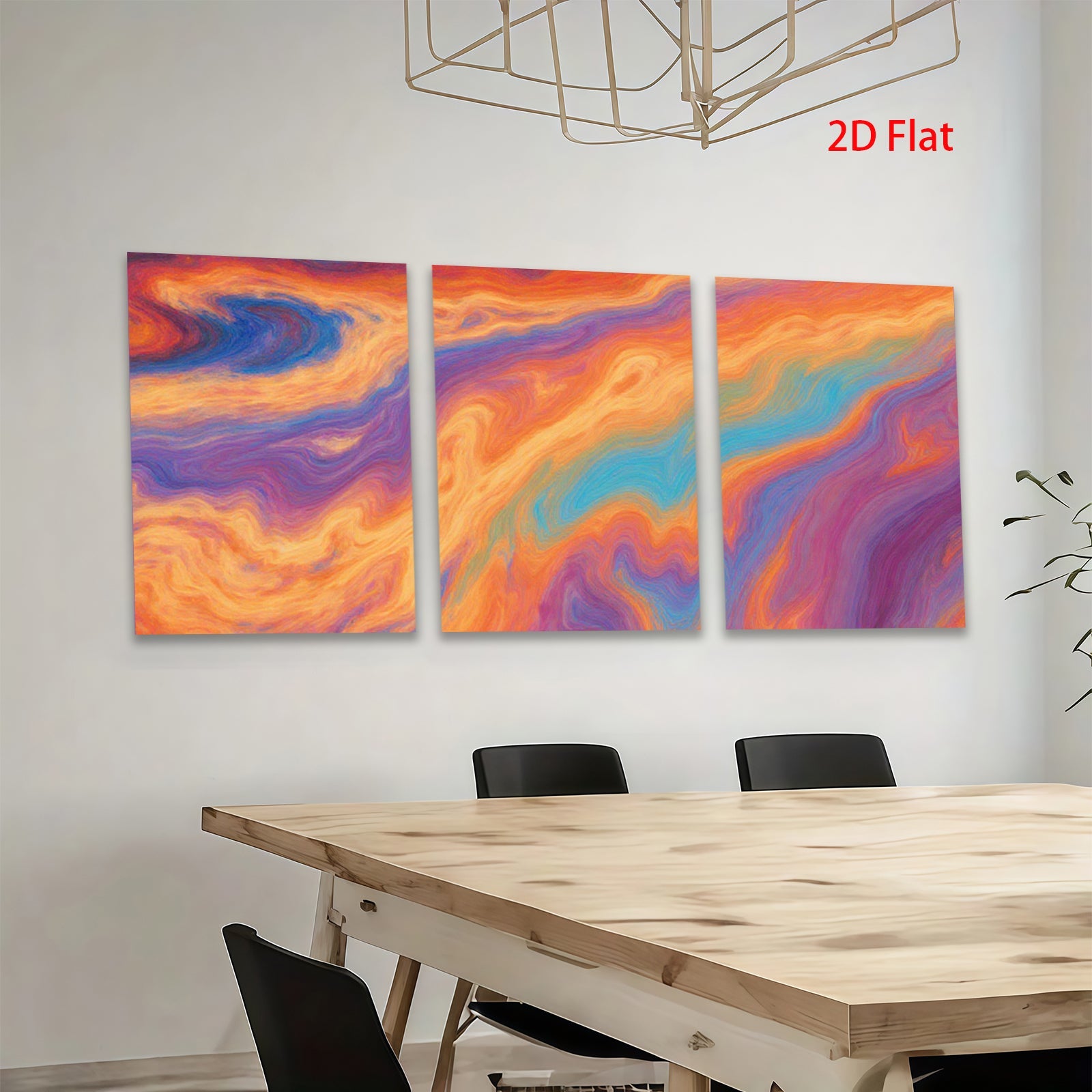 2D flat 1pc vibrant abstract waves flowing color splash wall art decor living room bedroom home office modern farmhouse gallery wrapped canvas print