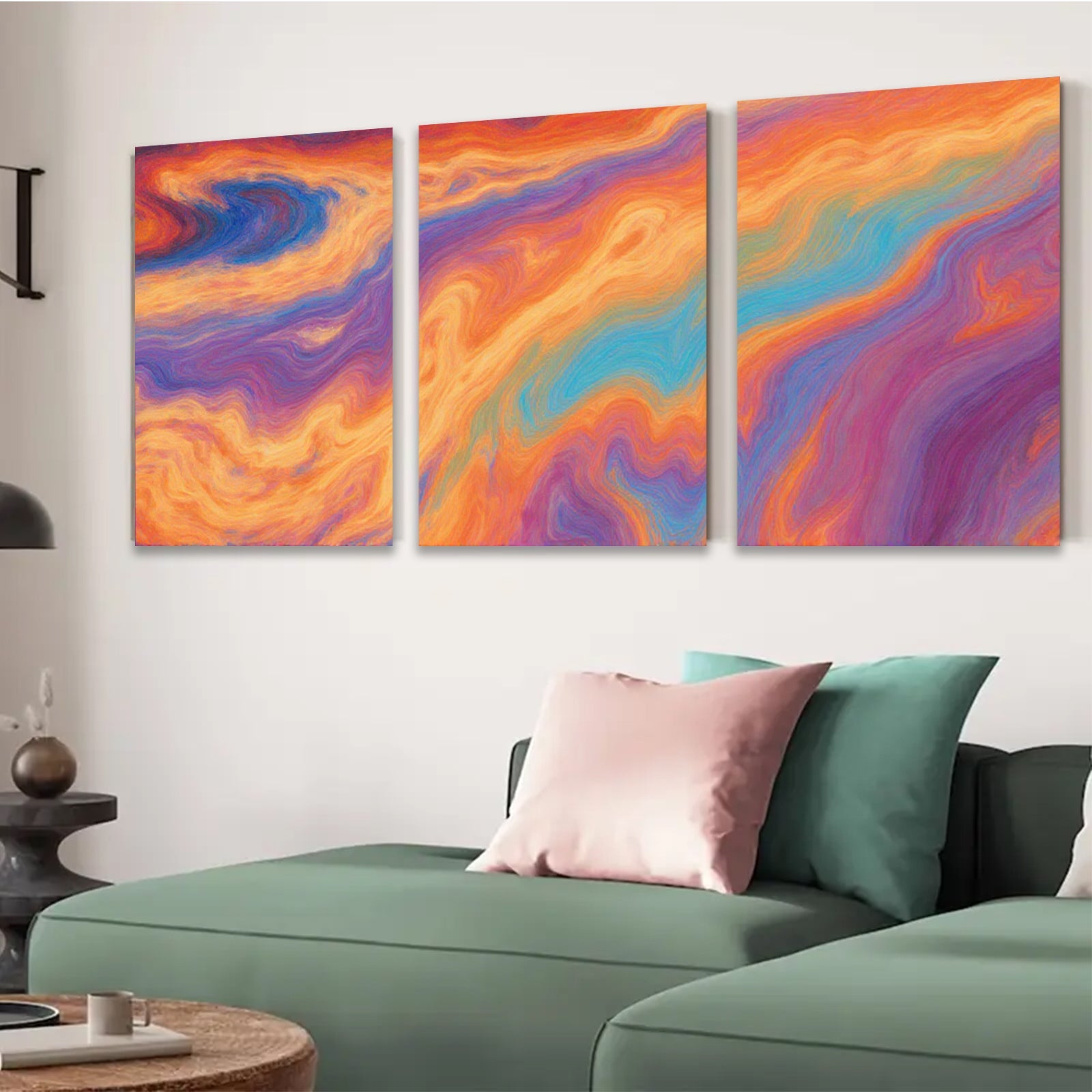 2D flat 1pc vibrant abstract waves flowing color splash wall art decor living room bedroom home office modern farmhouse gallery wrapped canvas print