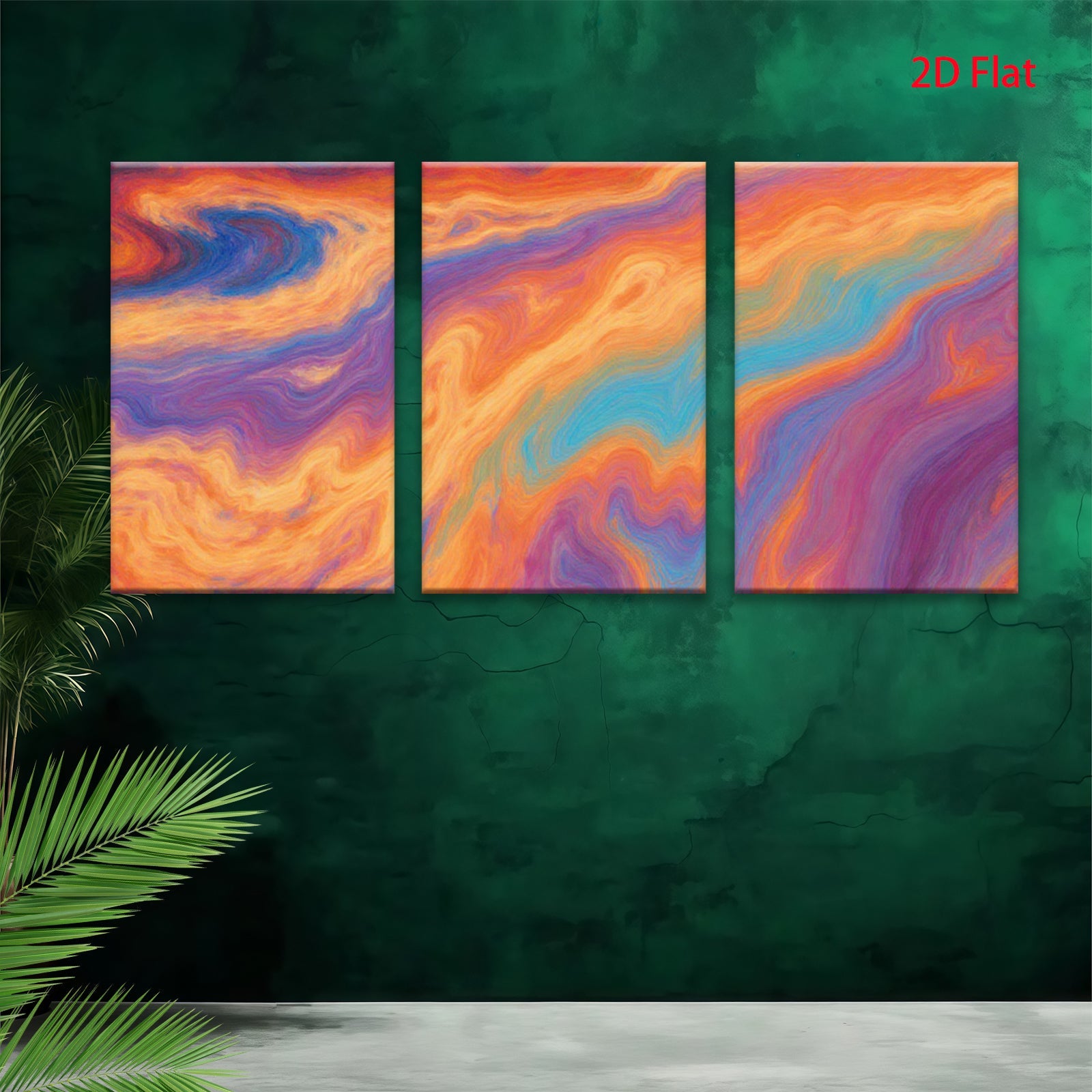 2D flat 1pc vibrant abstract waves flowing color splash wall art decor living room bedroom home office modern farmhouse gallery wrapped canvas print