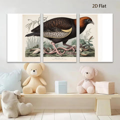 2D flat 1pc vibrant antique bird botanical wall art print farmhouse gallery wrapped canvas modern home decor living room bedroom