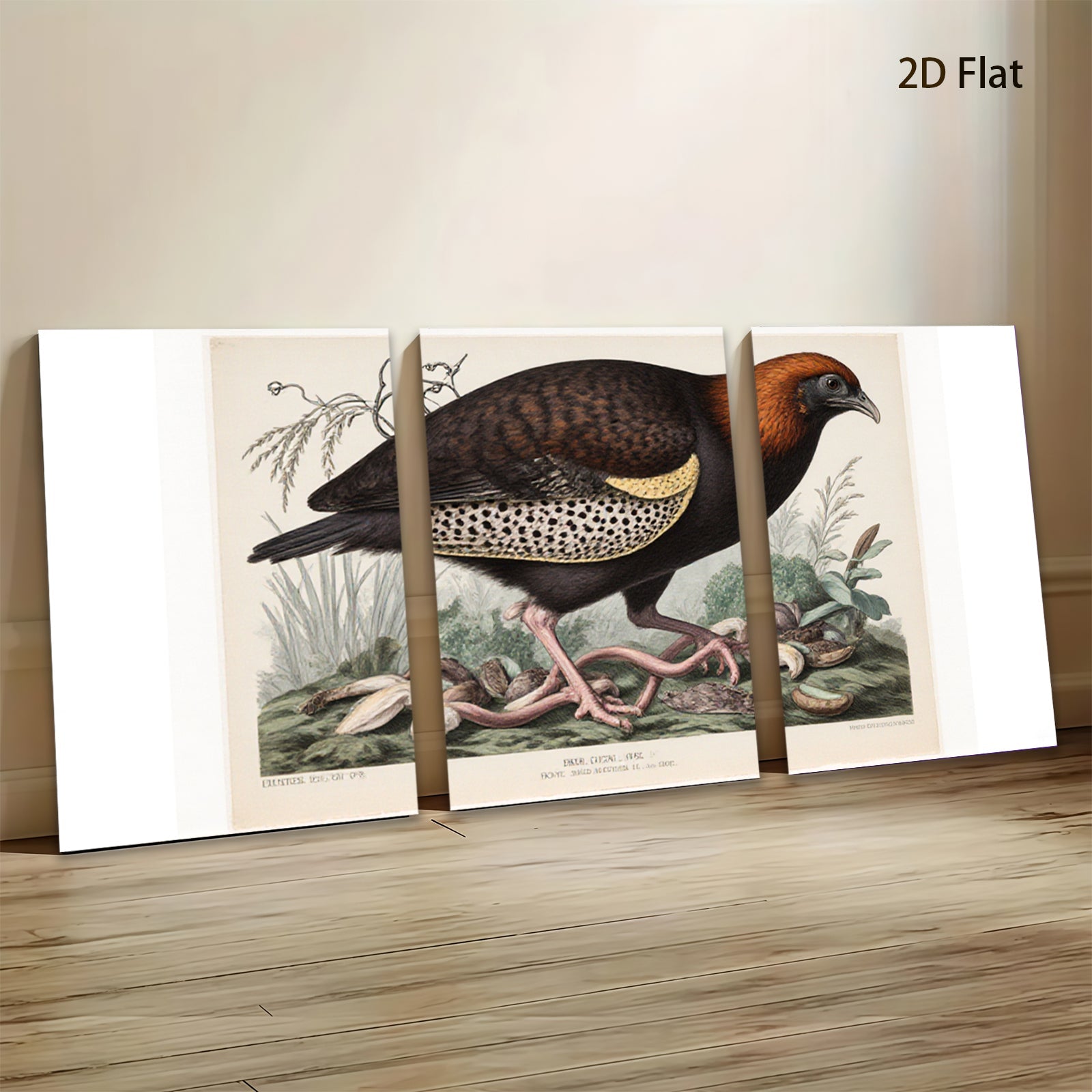 2D flat 1pc vibrant antique bird botanical wall art print farmhouse gallery wrapped canvas modern home decor living room bedroom