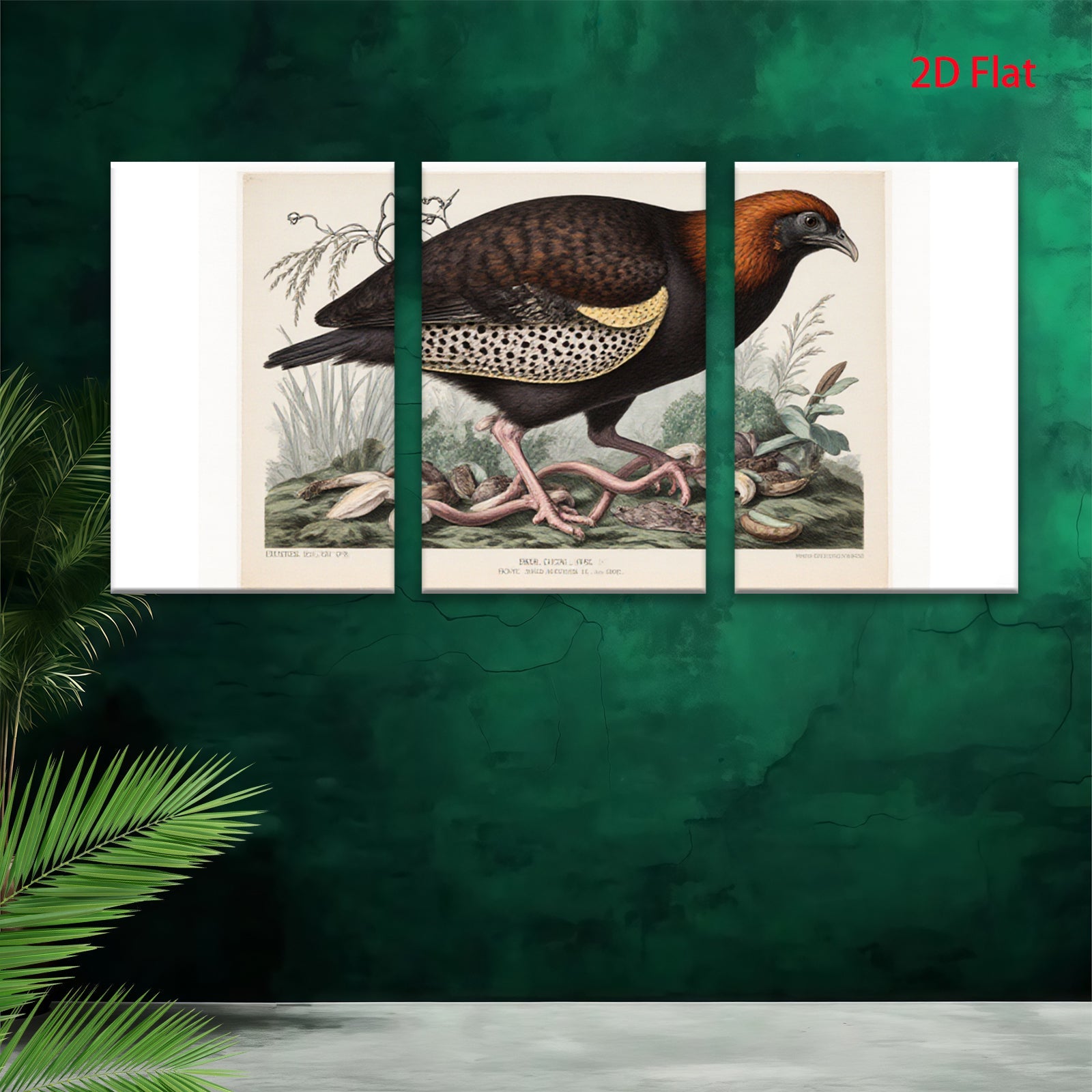 2D flat 1pc vibrant antique bird botanical wall art print farmhouse gallery wrapped canvas modern home decor living room bedroom