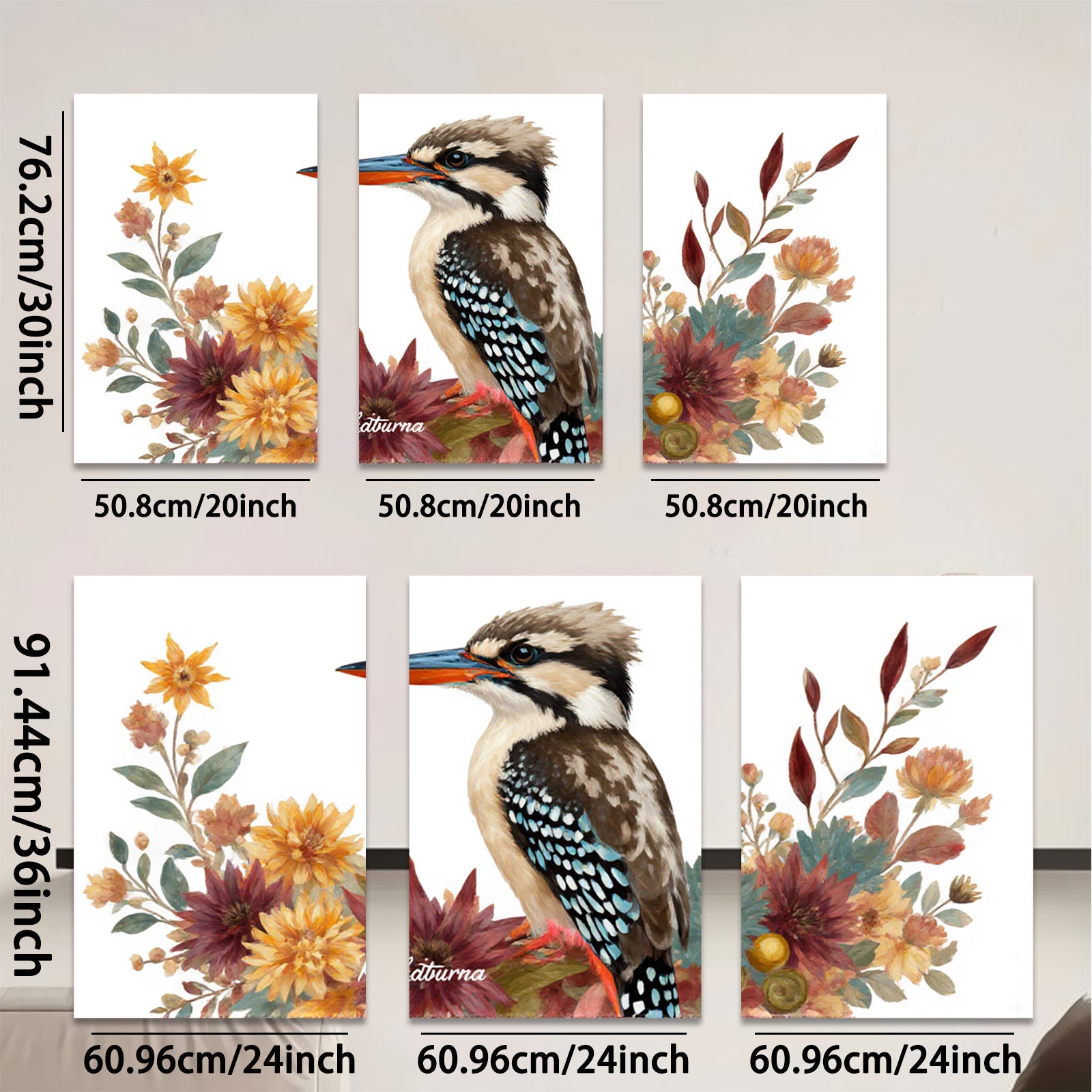 2D flat 1pc vibrant bird botanical wall art canvas prints for living room bedroom home decor farmhouse style gallery wrapped modern minimalist