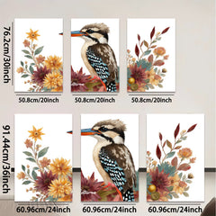 2D flat 1pc vibrant bird botanical wall art canvas prints for living room bedroom home decor farmhouse style gallery wrapped modern minimalist
