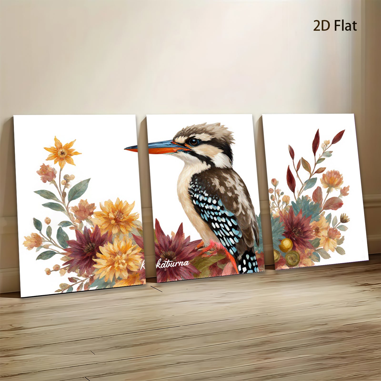 2D flat 1pc vibrant bird botanical wall art canvas prints for living room bedroom home decor farmhouse style gallery wrapped modern minimalist