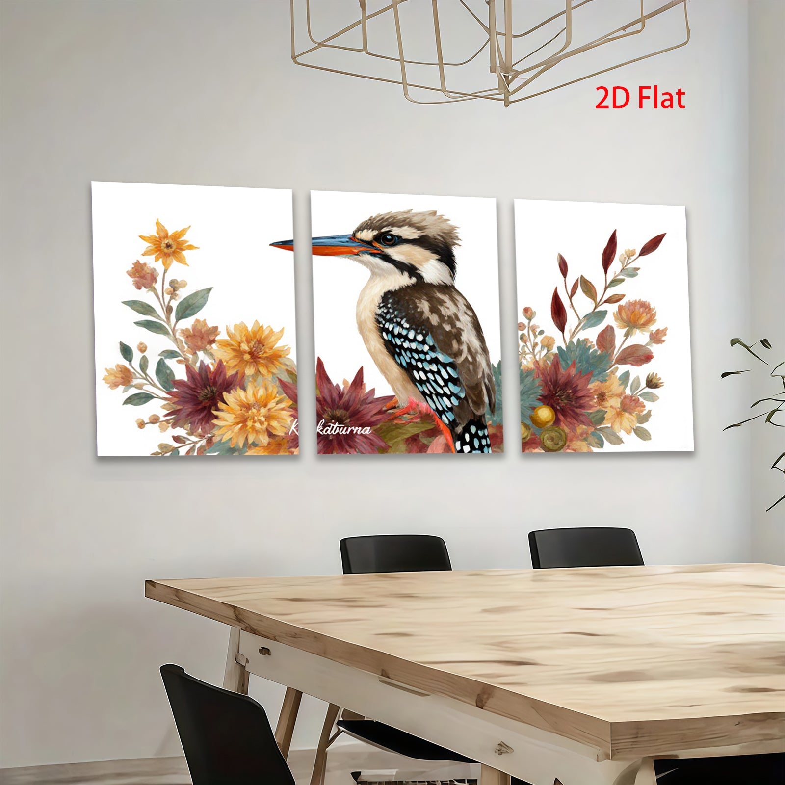 2D flat 1pc vibrant bird botanical wall art canvas prints for living room bedroom home decor farmhouse style gallery wrapped modern minimalist