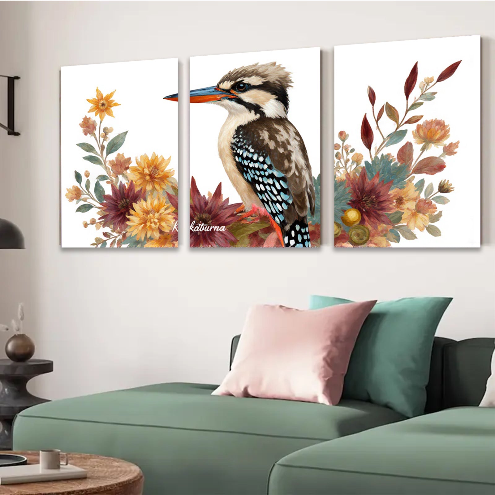 2D flat 1pc vibrant bird botanical wall art canvas prints for living room bedroom home decor farmhouse style gallery wrapped modern minimalist