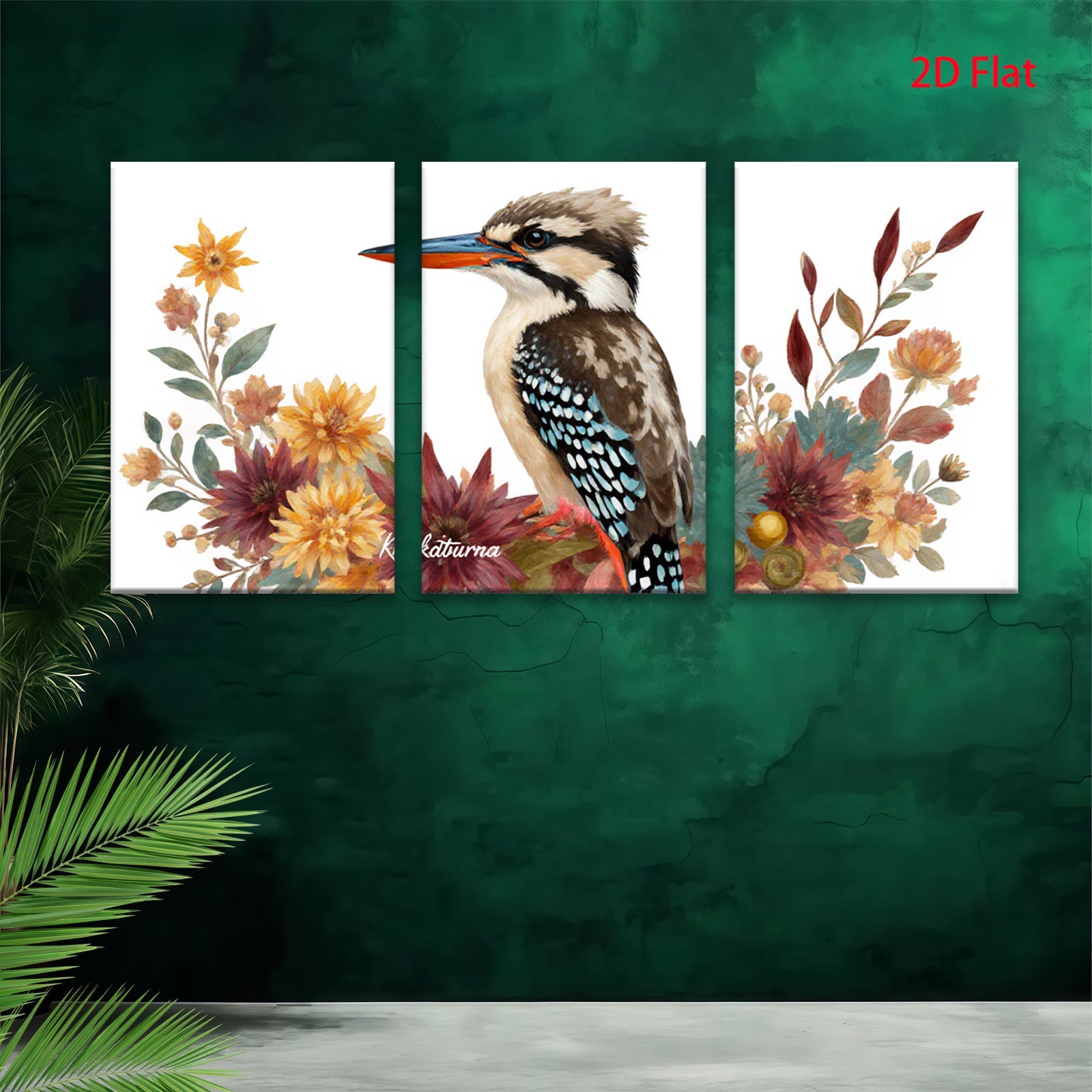 2D flat 1pc vibrant bird botanical wall art canvas prints for living room bedroom home decor farmhouse style gallery wrapped modern minimalist