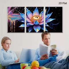 2D flat 1pc vibrant blooming lotus flower wall art for bedroom living room modern farmhouse decor gallery wrapped canvas prints botanical artwork