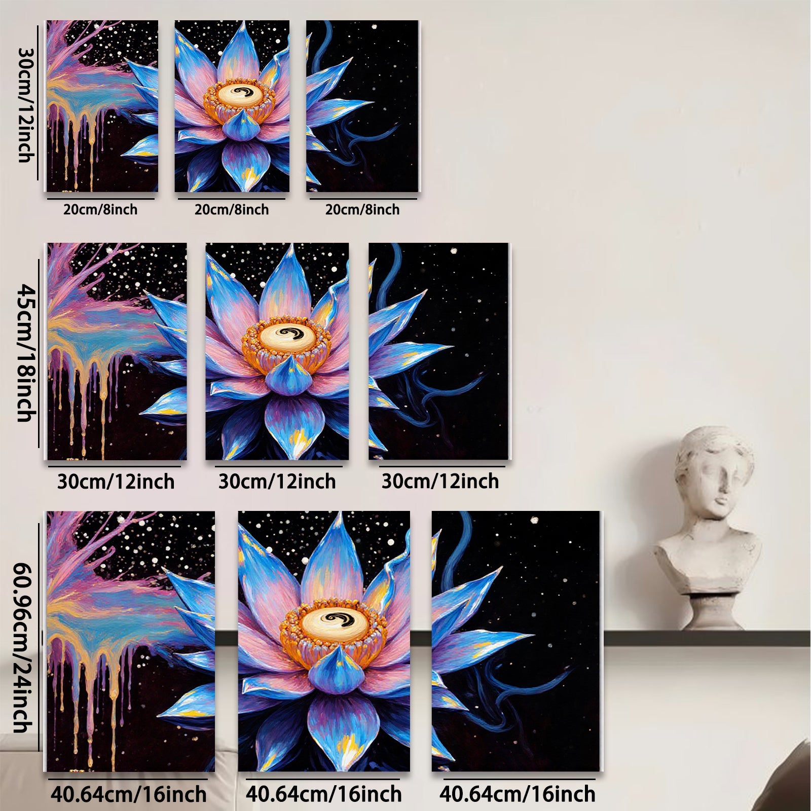 2D flat 1pc vibrant blooming lotus flower wall art for bedroom living room modern farmhouse decor gallery wrapped canvas prints botanical artwork