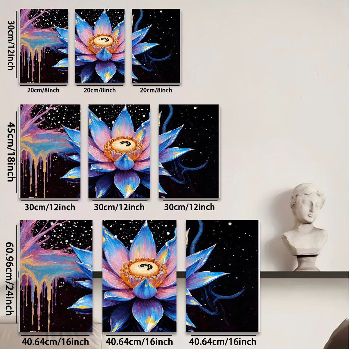 2D flat 1pc vibrant blooming lotus flower wall art for bedroom living room modern farmhouse decor gallery wrapped canvas prints botanical artwork