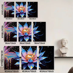 2D flat 1pc vibrant blooming lotus flower wall art for bedroom living room modern farmhouse decor gallery wrapped canvas prints botanical artwork