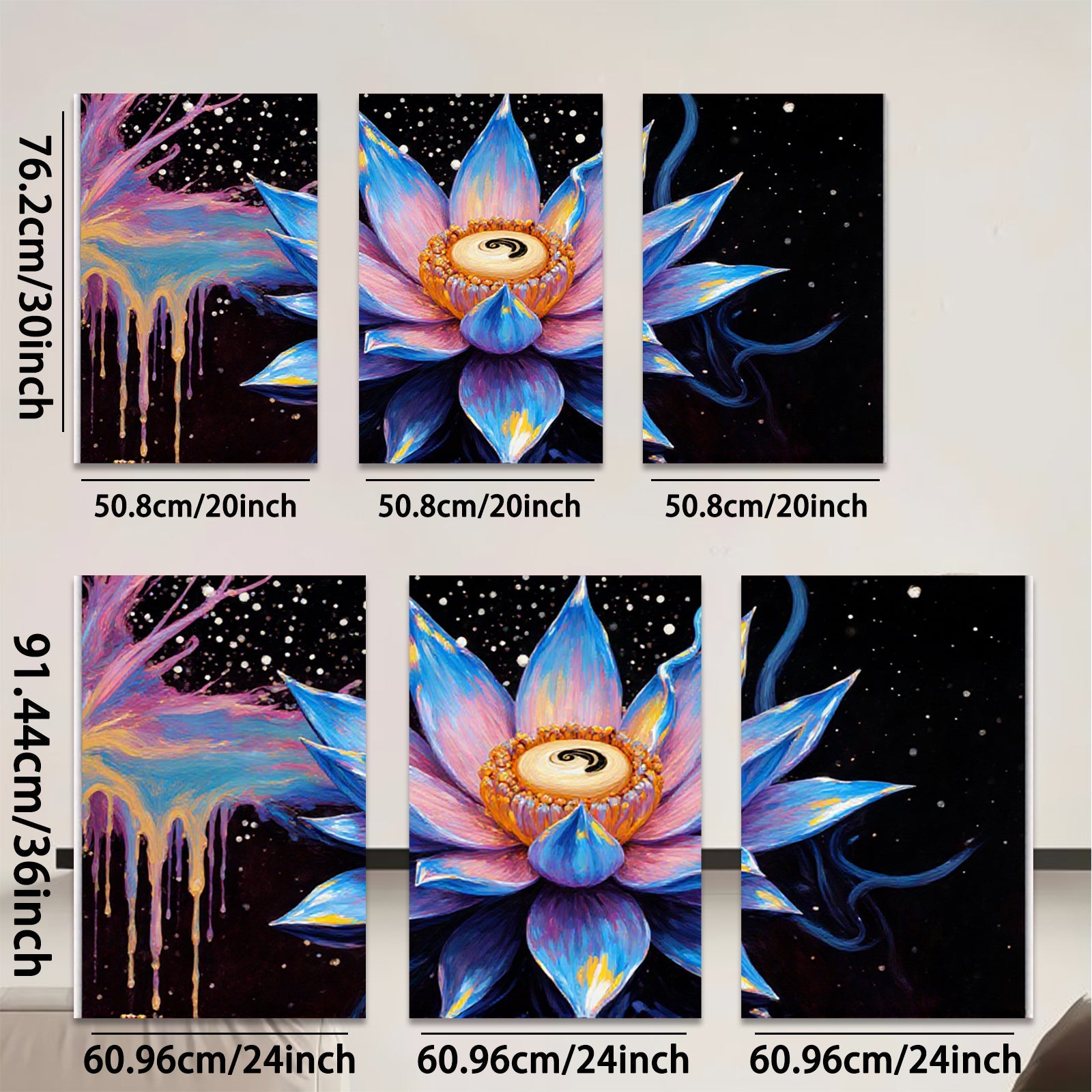 2D flat 1pc vibrant blooming lotus flower wall art for bedroom living room modern farmhouse decor gallery wrapped canvas prints botanical artwork