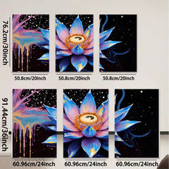 2D flat 1pc vibrant blooming lotus flower wall art for bedroom living room modern farmhouse decor gallery wrapped canvas prints botanical artwork