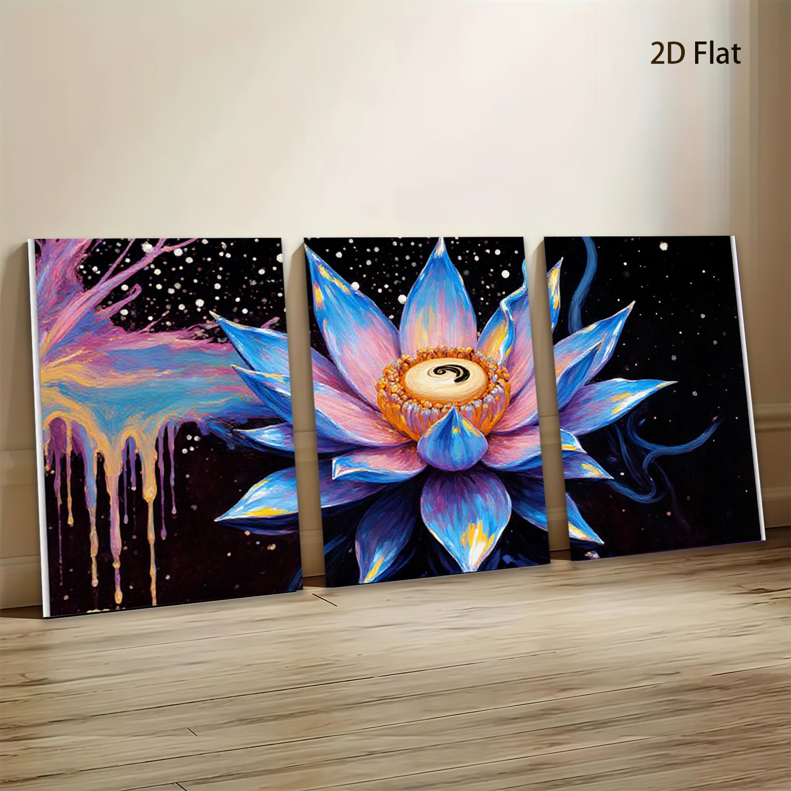 2D flat 1pc vibrant blooming lotus flower wall art for bedroom living room modern farmhouse decor gallery wrapped canvas prints botanical artwork
