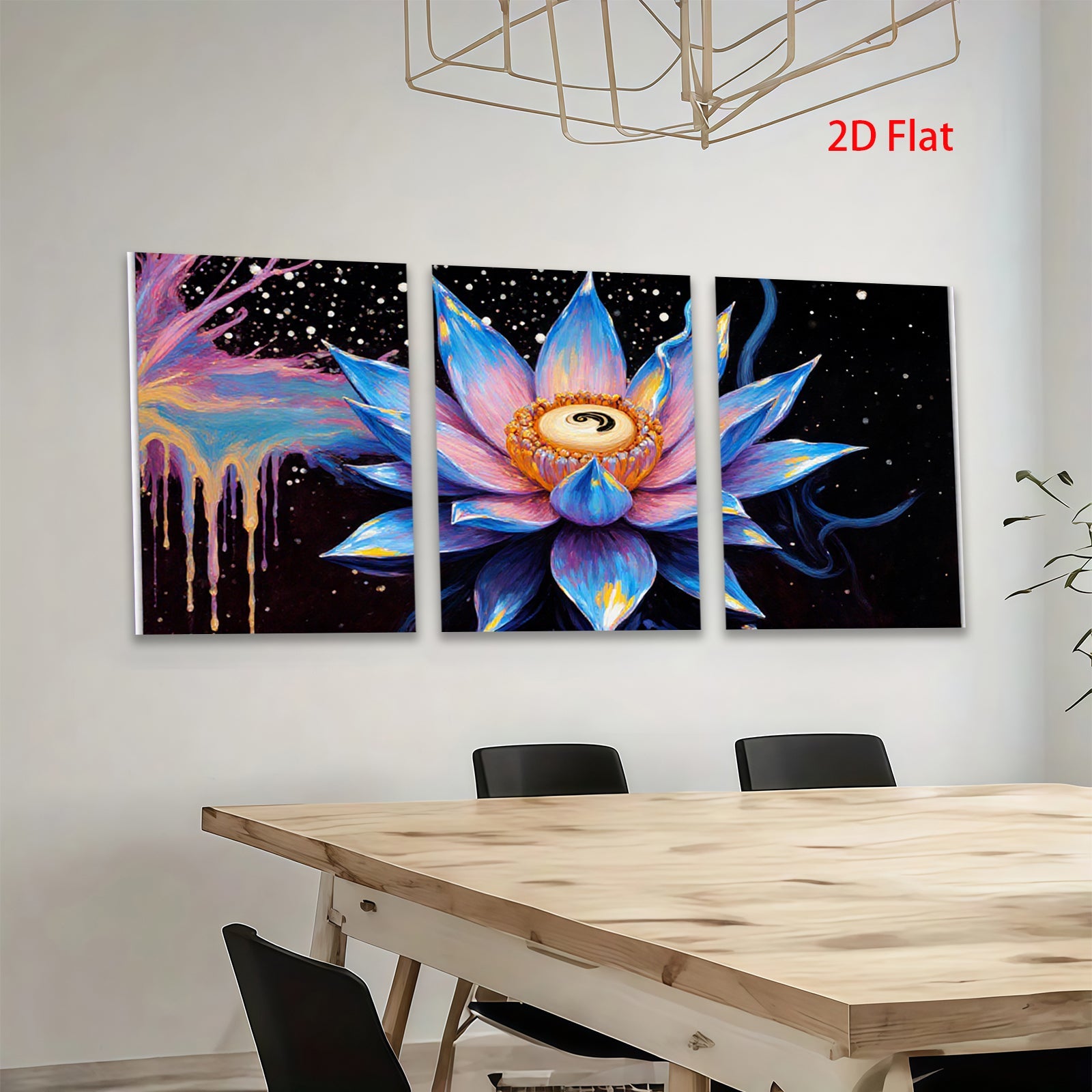 2D flat 1pc vibrant blooming lotus flower wall art for bedroom living room modern farmhouse decor gallery wrapped canvas prints botanical artwork