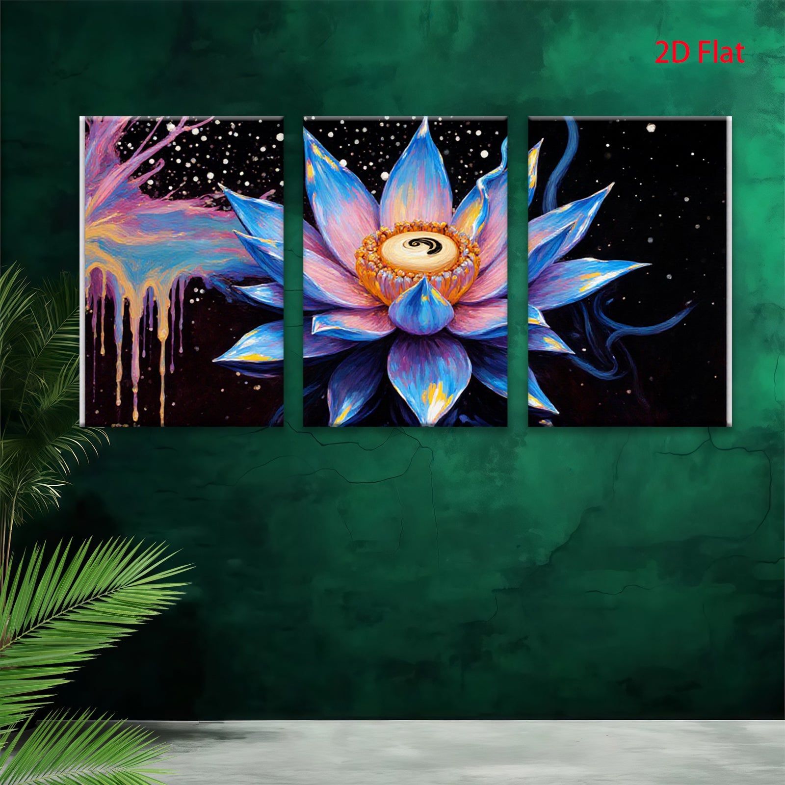 2D flat 1pc vibrant blooming lotus flower wall art for bedroom living room modern farmhouse decor gallery wrapped canvas prints botanical artwork