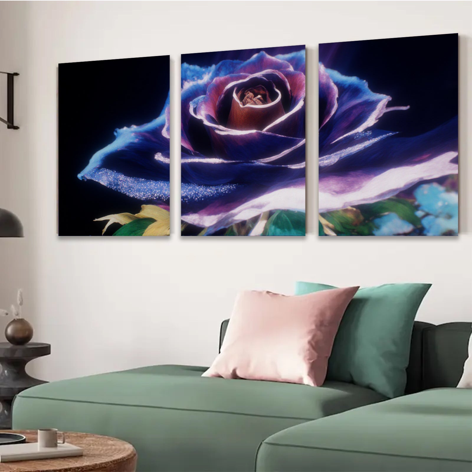 2D flat 1pc vibrant blooming rose floral wall art canvas prints for living room bedroom home decor gallery wrapped timeless beauty modern farmhouse style
