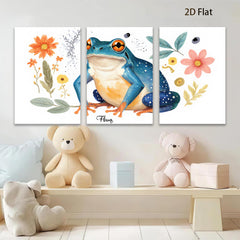2D flat 1pc vibrant blue poison dart frog botanical wall art prints nursery bedroom decor farmhouse style living room canvas painting modern minimalist