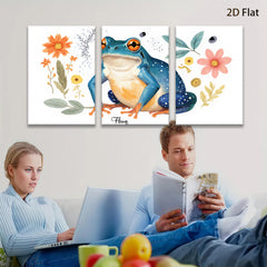 2D flat 1pc vibrant blue poison dart frog botanical wall art prints nursery bedroom decor farmhouse style living room canvas painting modern minimalist