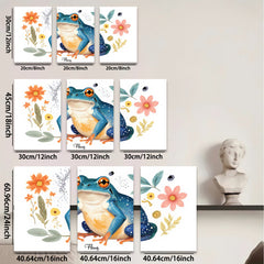 2D flat 1pc vibrant blue poison dart frog botanical wall art prints nursery bedroom decor farmhouse style living room canvas painting modern minimalist