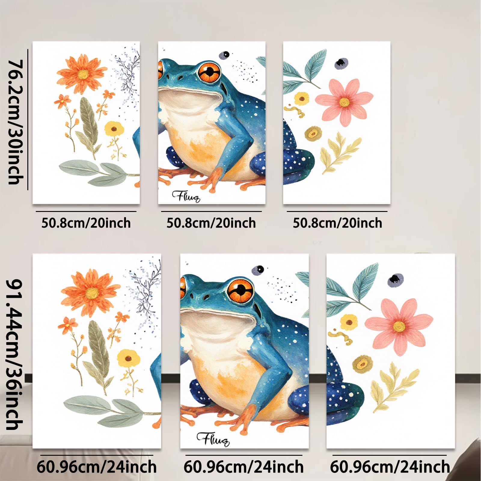 2D flat 1pc vibrant blue poison dart frog botanical wall art prints nursery bedroom decor farmhouse style living room canvas painting modern minimalist