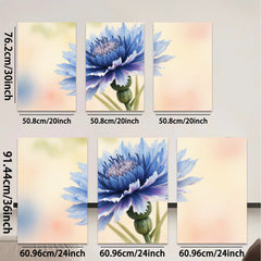 2D flat 1pc vibrant blue wildflower botanical art print for living room bedroom wall decor farmhouse style modern minimalist gallery wrapped canvas