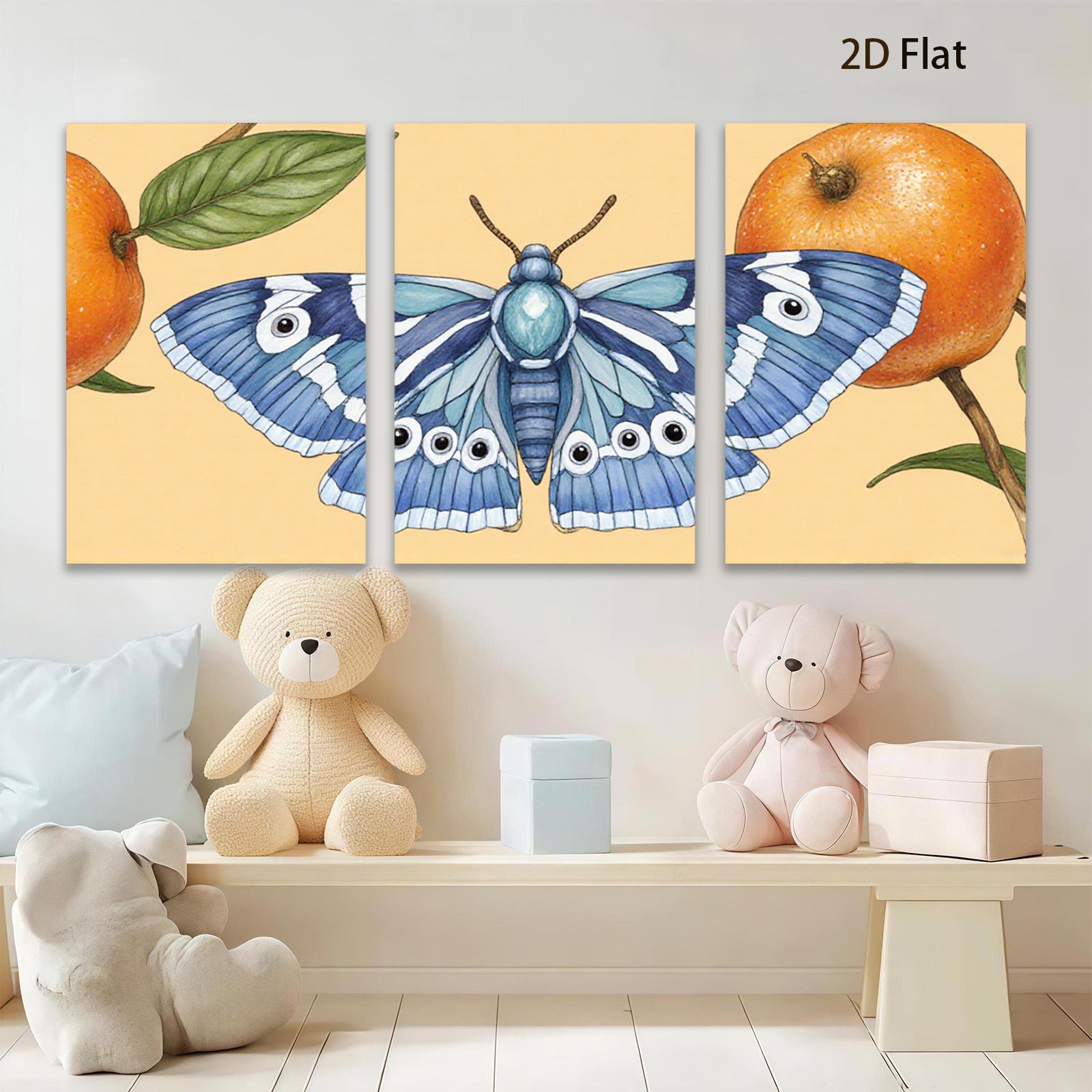 2D flat 1pc vibrant butterfly botanical wall art decor for living room bedroom gallery wrapped canvas prints farmhouse style