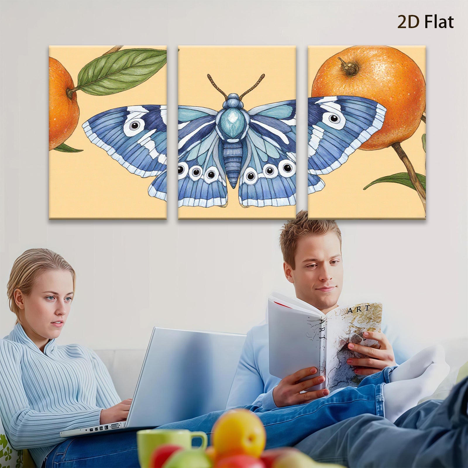 2D flat 1pc vibrant butterfly botanical wall art decor for living room bedroom gallery wrapped canvas prints farmhouse style