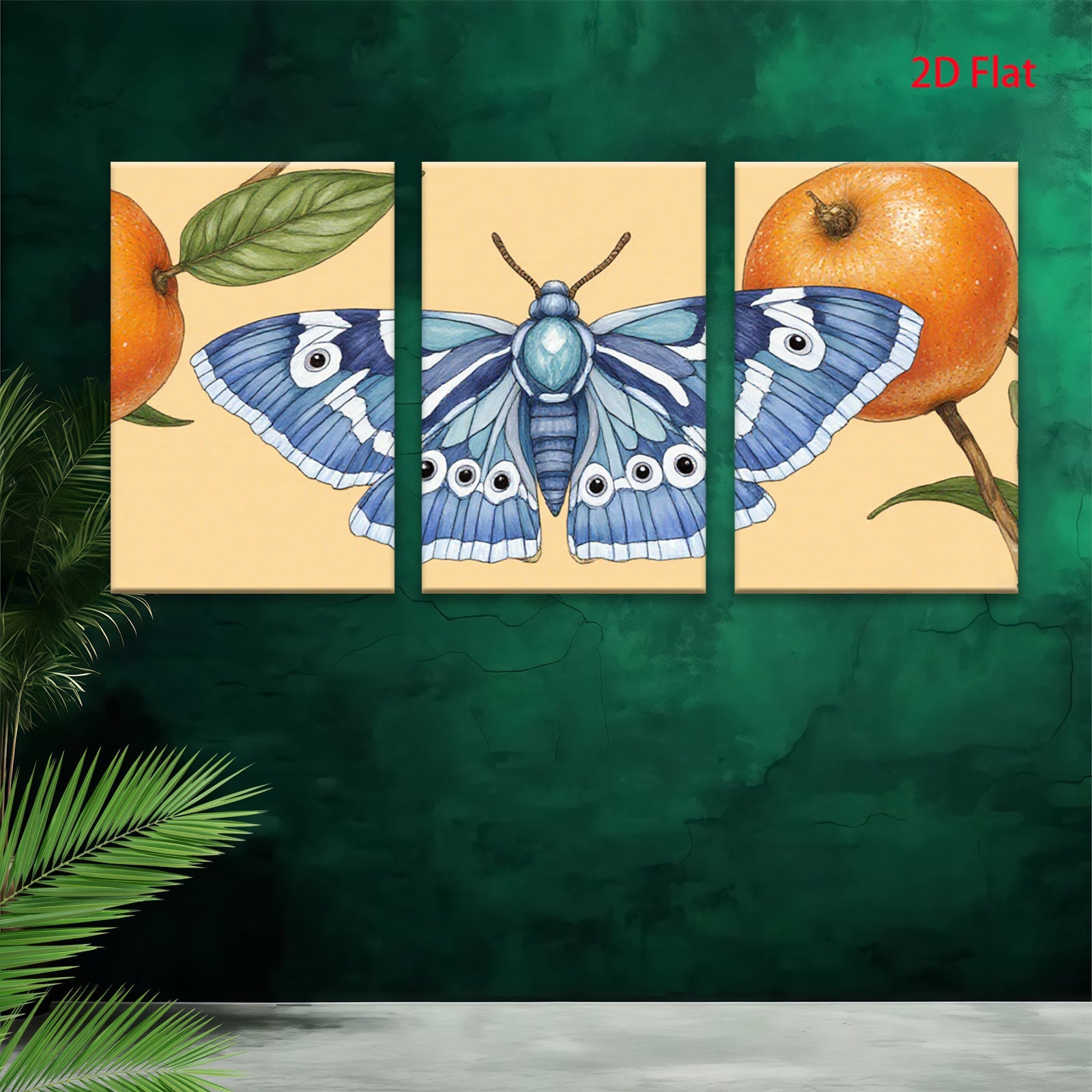 2D flat 1pc vibrant butterfly botanical wall art decor for living room bedroom gallery wrapped canvas prints farmhouse style