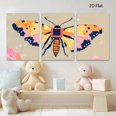 2D flat 1pc vibrant butterfly wall art botanical insect decor farmhouse living room bedroom gallery wrapped canvas print modern aesthetic