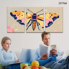 2D flat 1pc vibrant butterfly wall art botanical insect decor farmhouse living room bedroom gallery wrapped canvas print modern aesthetic