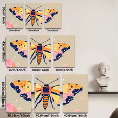 2D flat 1pc vibrant butterfly wall art botanical insect decor farmhouse living room bedroom gallery wrapped canvas print modern aesthetic