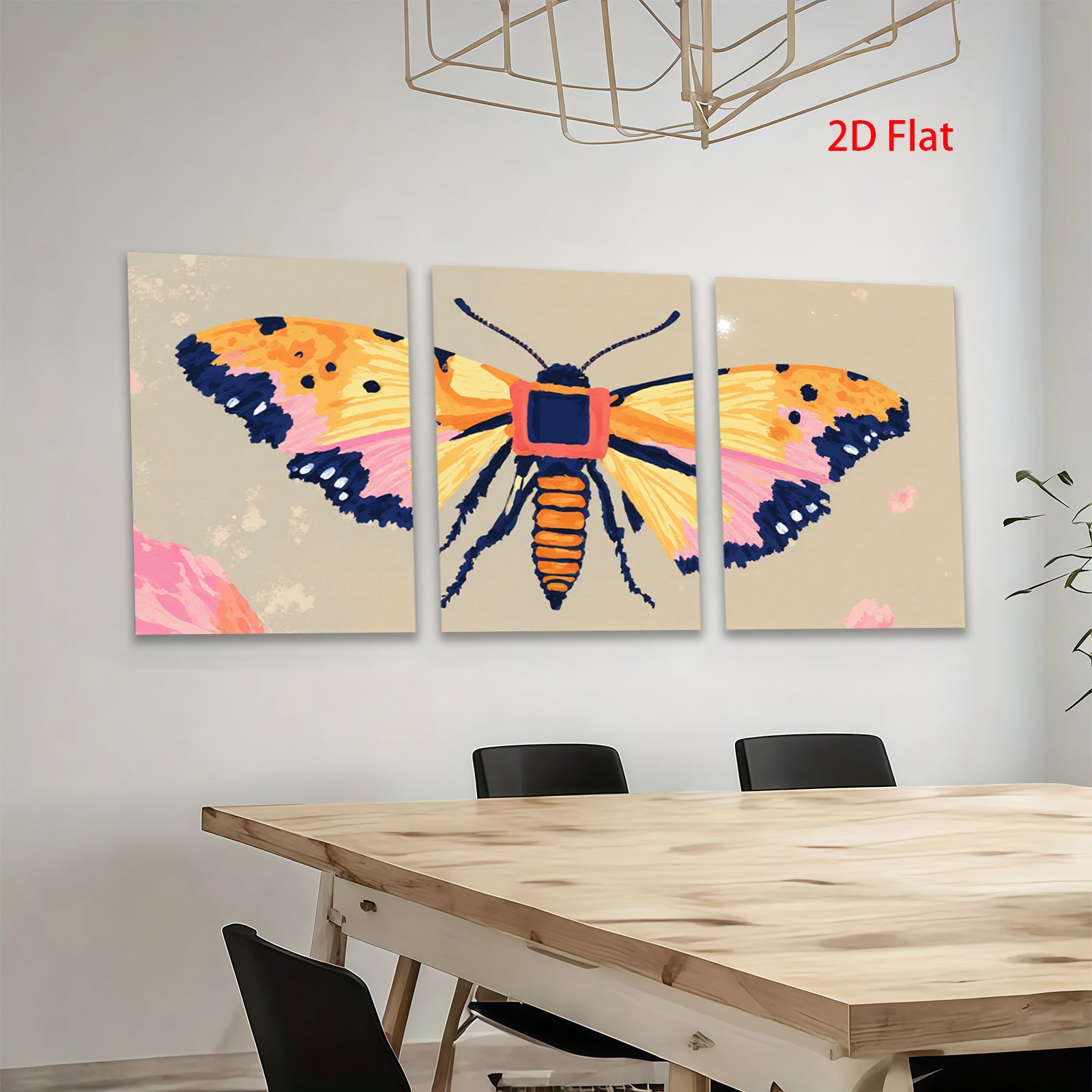 2D flat 1pc vibrant butterfly wall art botanical insect decor farmhouse living room bedroom gallery wrapped canvas print modern aesthetic