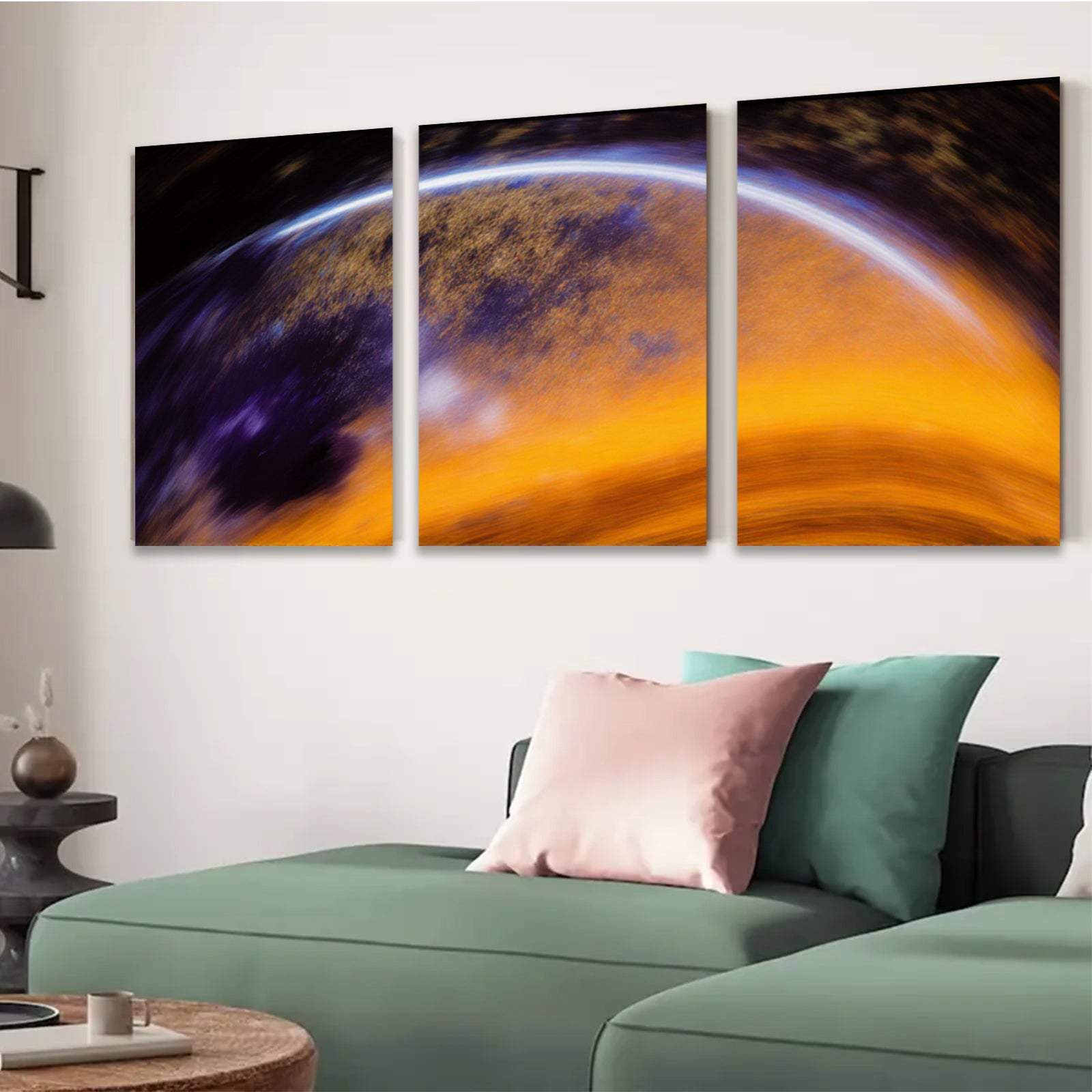 2D flat 1pc vibrant celestial sphere abstract wall art for living room bedroom modern farmhouse decor gallery wrapped canvas prints statement piece
