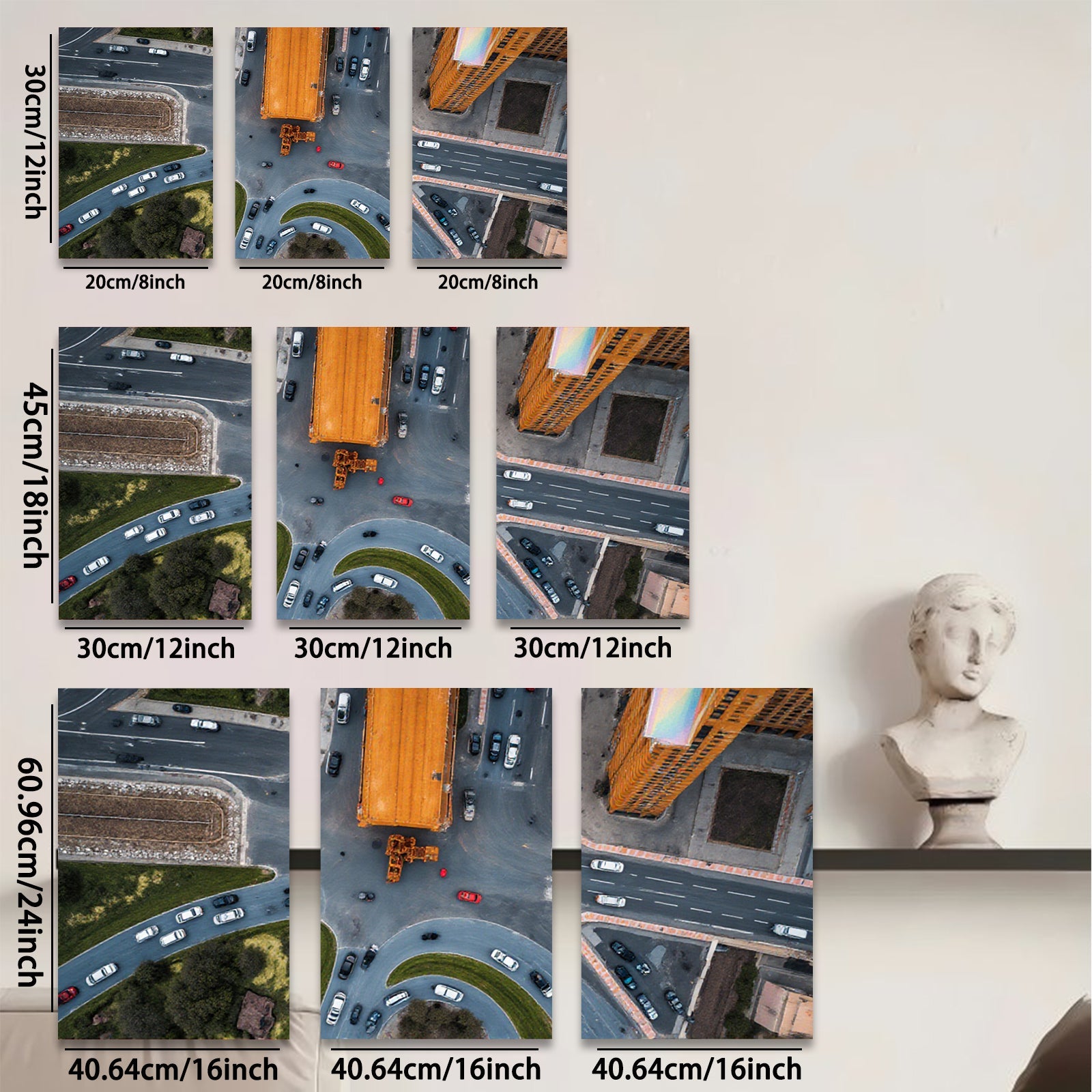 2D flat 1pc vibrant city intersection aerial view modern wall art living room bedroom decor farmhouse style gallery wrapped canvas prints oversized statement piece