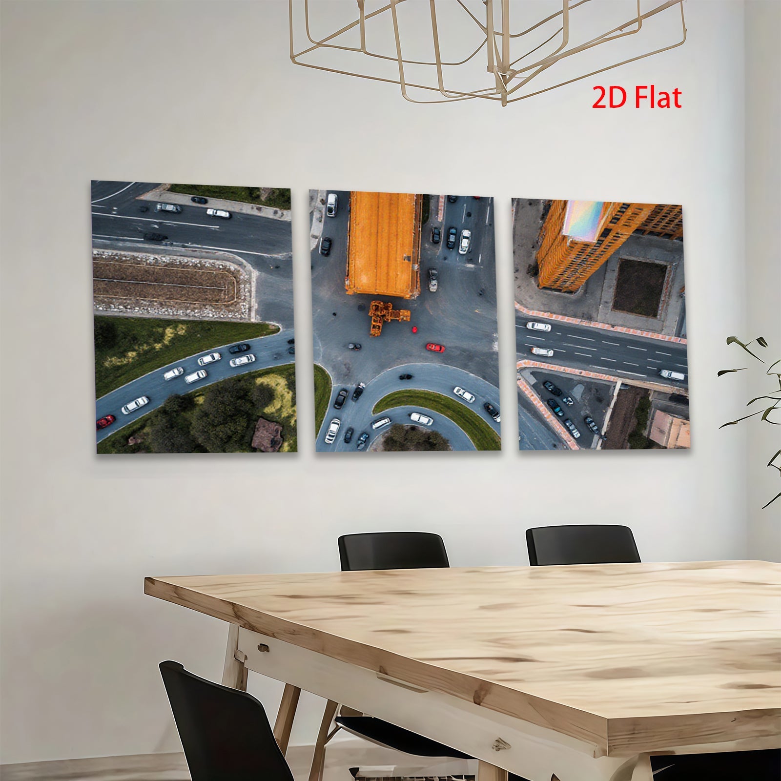 2D flat 1pc vibrant city intersection aerial view modern wall art living room bedroom decor farmhouse style gallery wrapped canvas prints oversized statement piece
