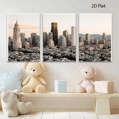 2D flat 1pc vibrant city skyline modern wall art for living room bedroom office decor farmhouse style canvas prints panoramic view