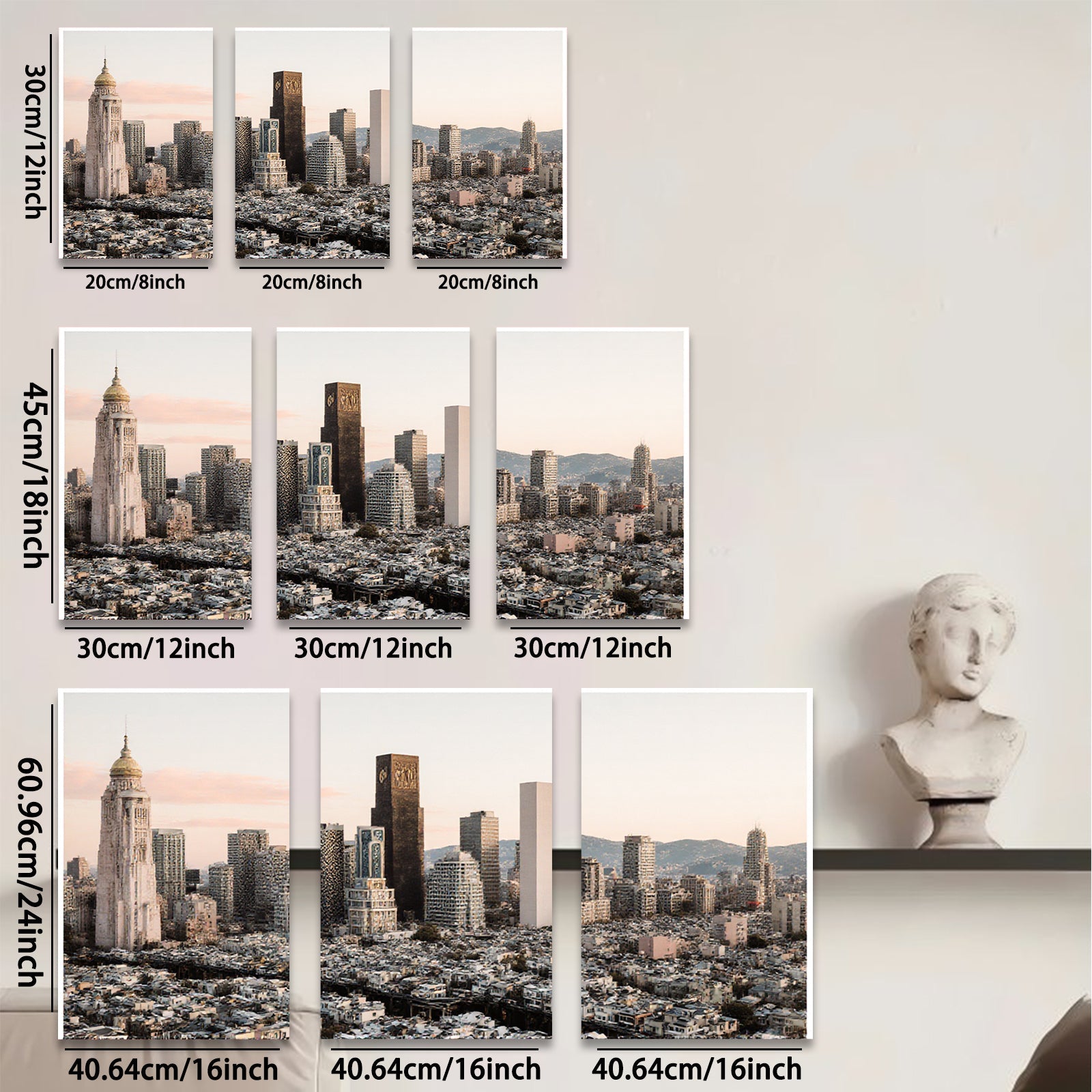 2D flat 1pc vibrant city skyline modern wall art for living room bedroom office decor farmhouse style canvas prints panoramic view