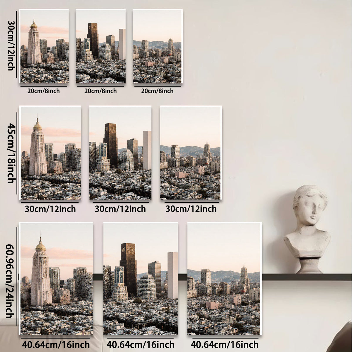 2D flat 1pc vibrant city skyline modern wall art for living room bedroom office decor farmhouse style canvas prints panoramic view