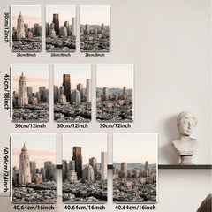 2D flat 1pc vibrant city skyline modern wall art for living room bedroom office decor farmhouse style canvas prints panoramic view
