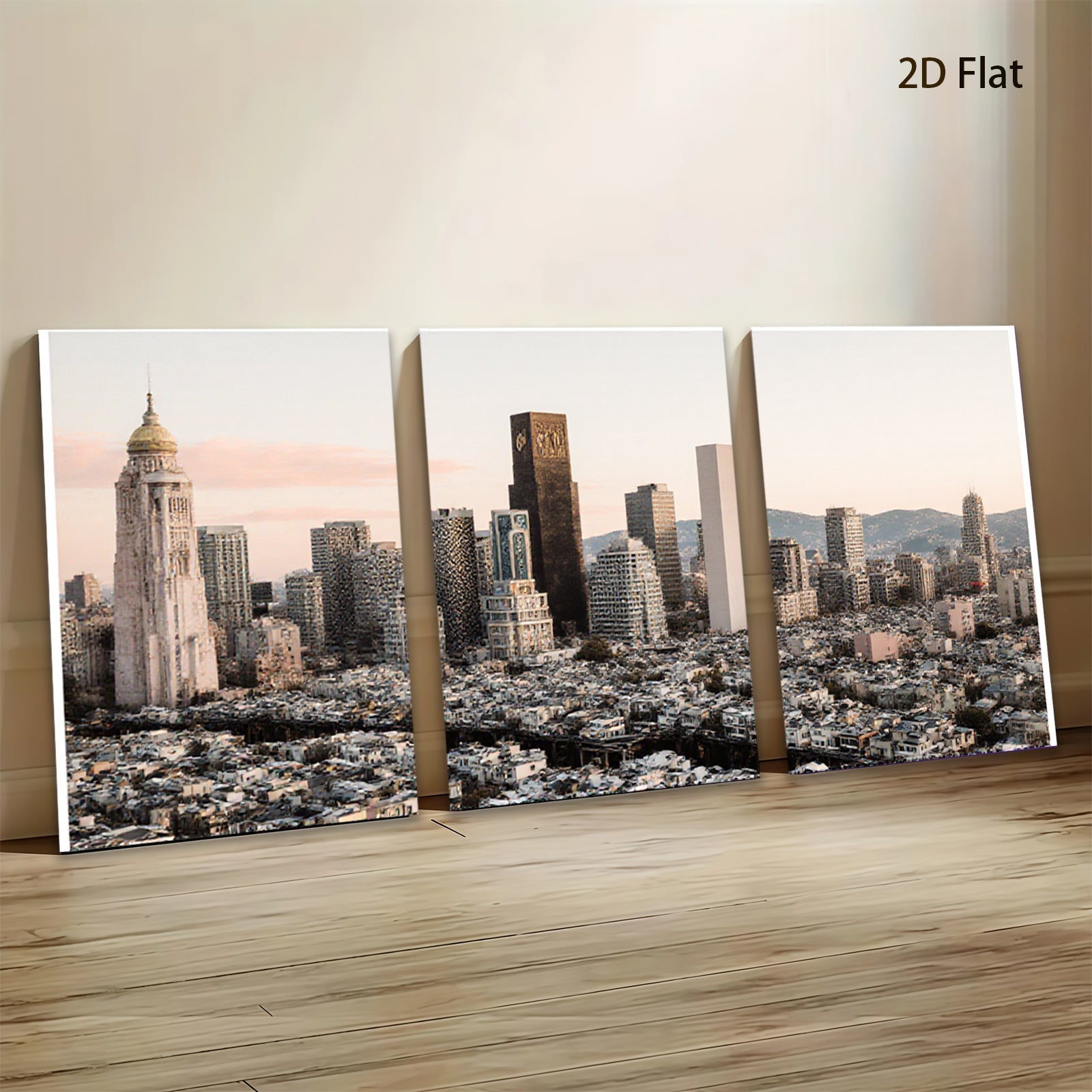 2D flat 1pc vibrant city skyline modern wall art for living room bedroom office decor farmhouse style canvas prints panoramic view