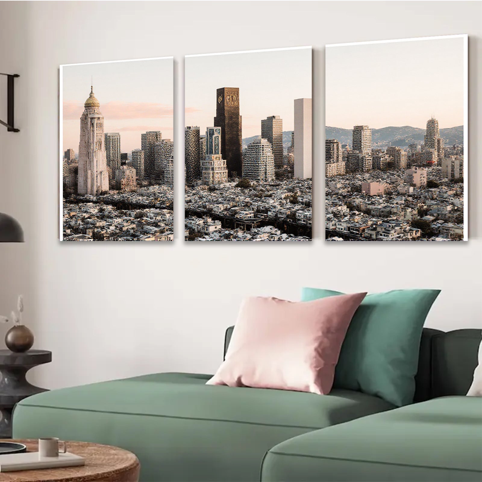 2D flat 1pc vibrant city skyline modern wall art for living room bedroom office decor farmhouse style canvas prints panoramic view