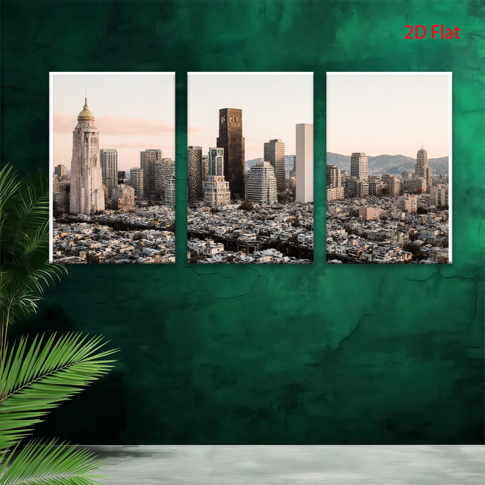 2D flat 1pc vibrant city skyline modern wall art for living room bedroom office decor farmhouse style canvas prints panoramic view