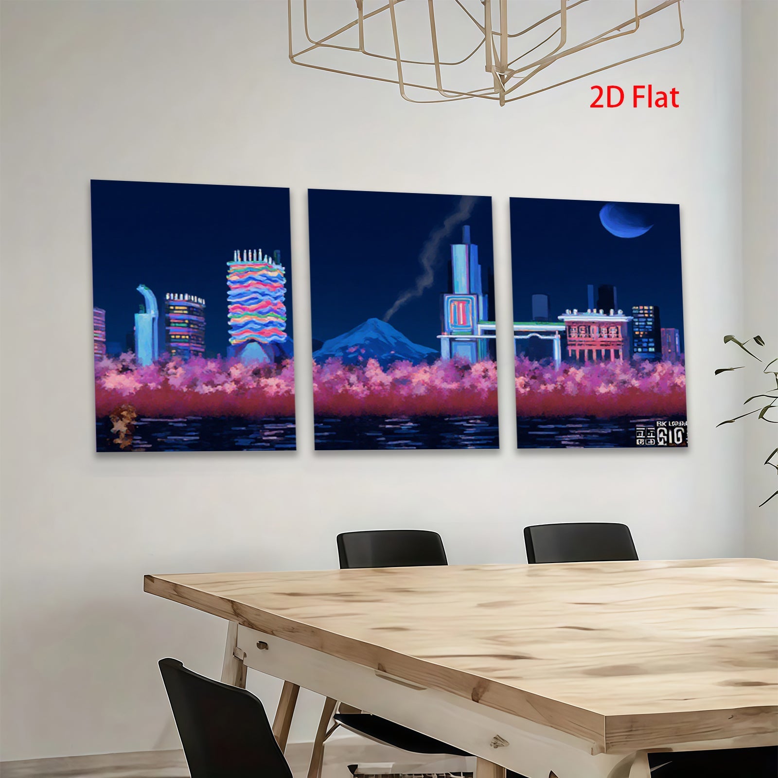 2D flat 1pc vibrant city skyline wall art modern home decor bedroom living room canvas prints farmhouse aesthetic gallery wrapped ready to hang