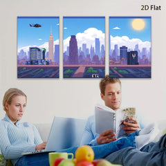 2D flat 1pc vibrant cityscape New York skyline modern wall art bedroom living room decor farmhouse style canvas prints framed ready to hang