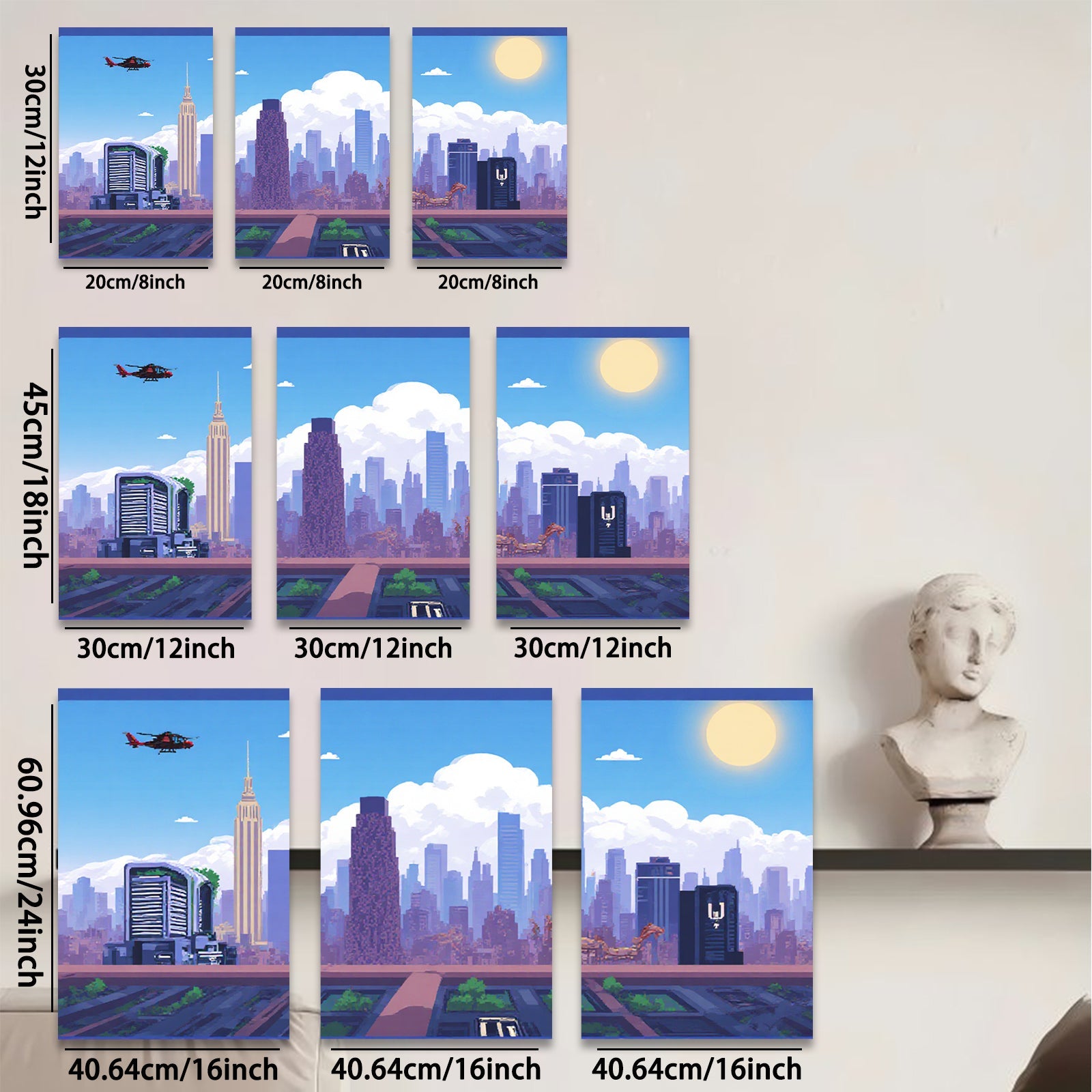 2D flat 1pc vibrant cityscape New York skyline modern wall art bedroom living room decor farmhouse style canvas prints framed ready to hang