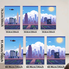 2D flat 1pc vibrant cityscape New York skyline modern wall art bedroom living room decor farmhouse style canvas prints framed ready to hang